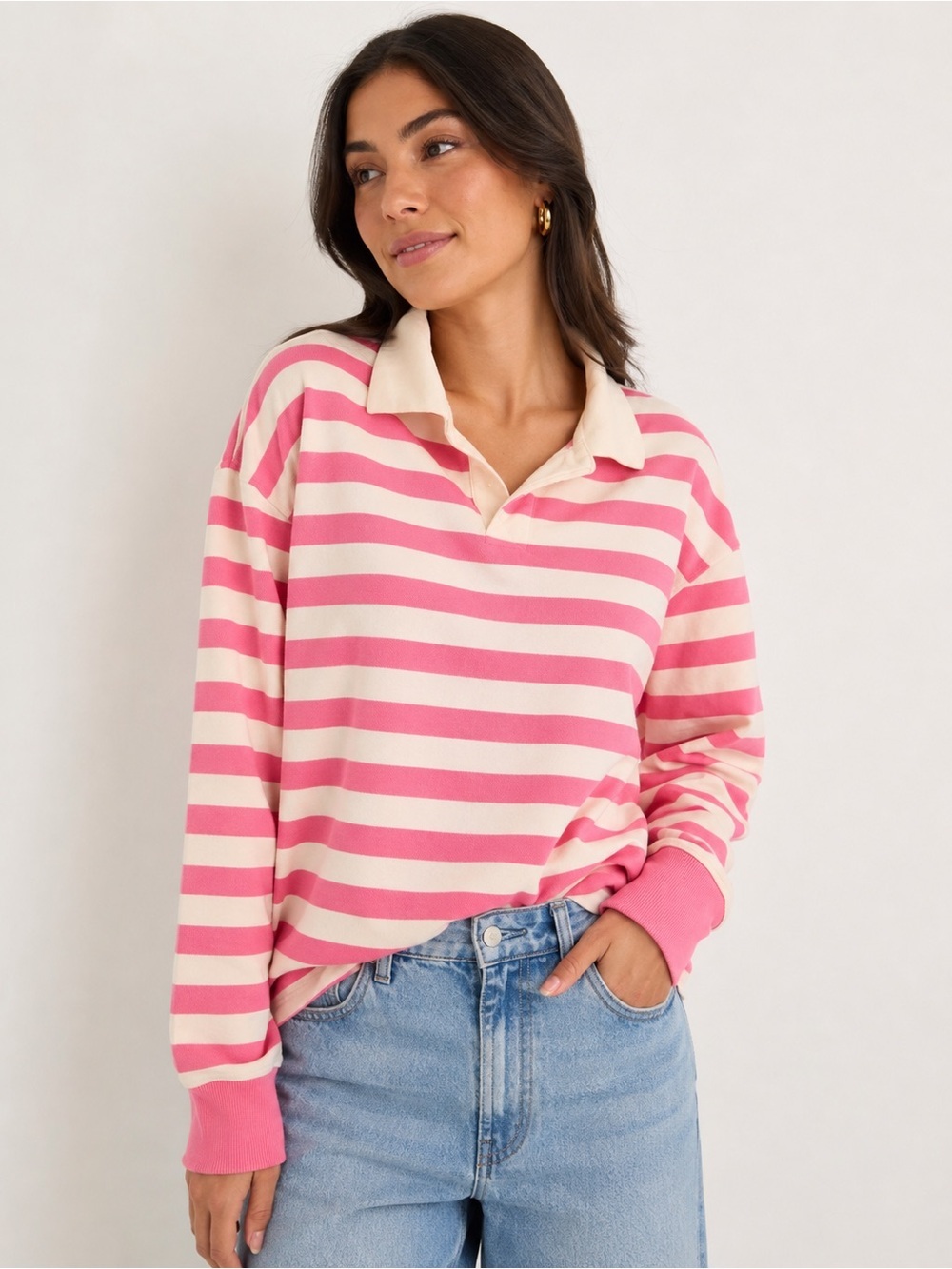 parke Striped Rugby pink and white